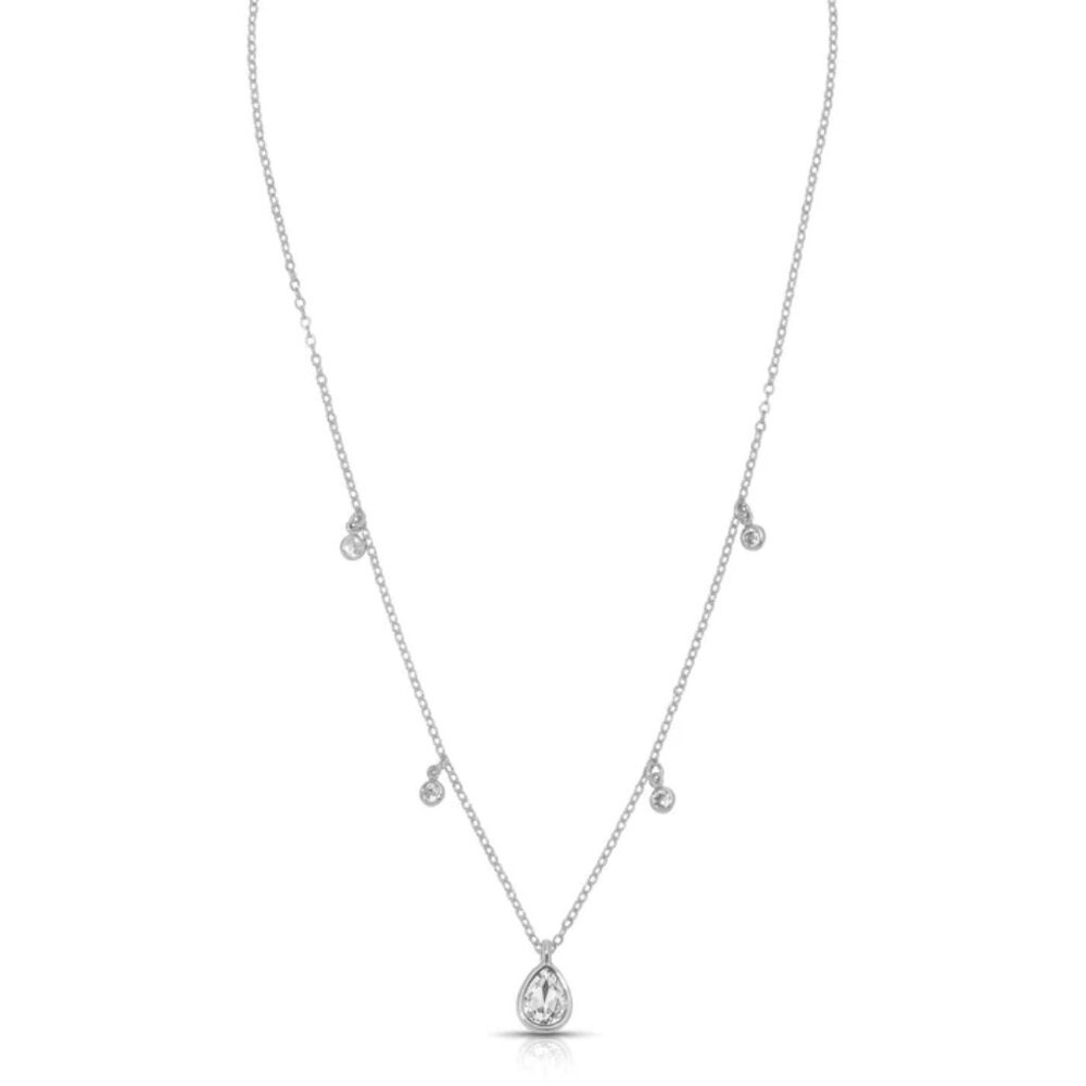 Ettika Dripping Crystals Drop Necklace in Silver, NWT